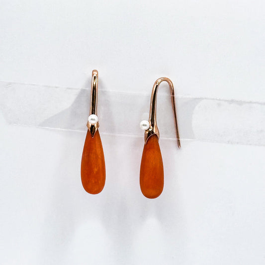Coral and Pearl Earrings