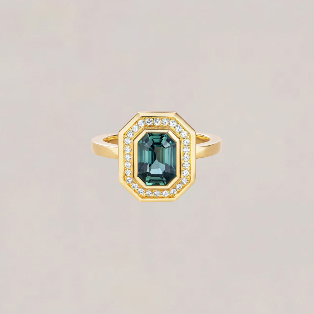 Teal Sapphire Engagement Ring