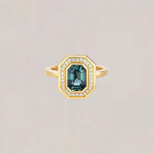Teal Sapphire Engagement Ring