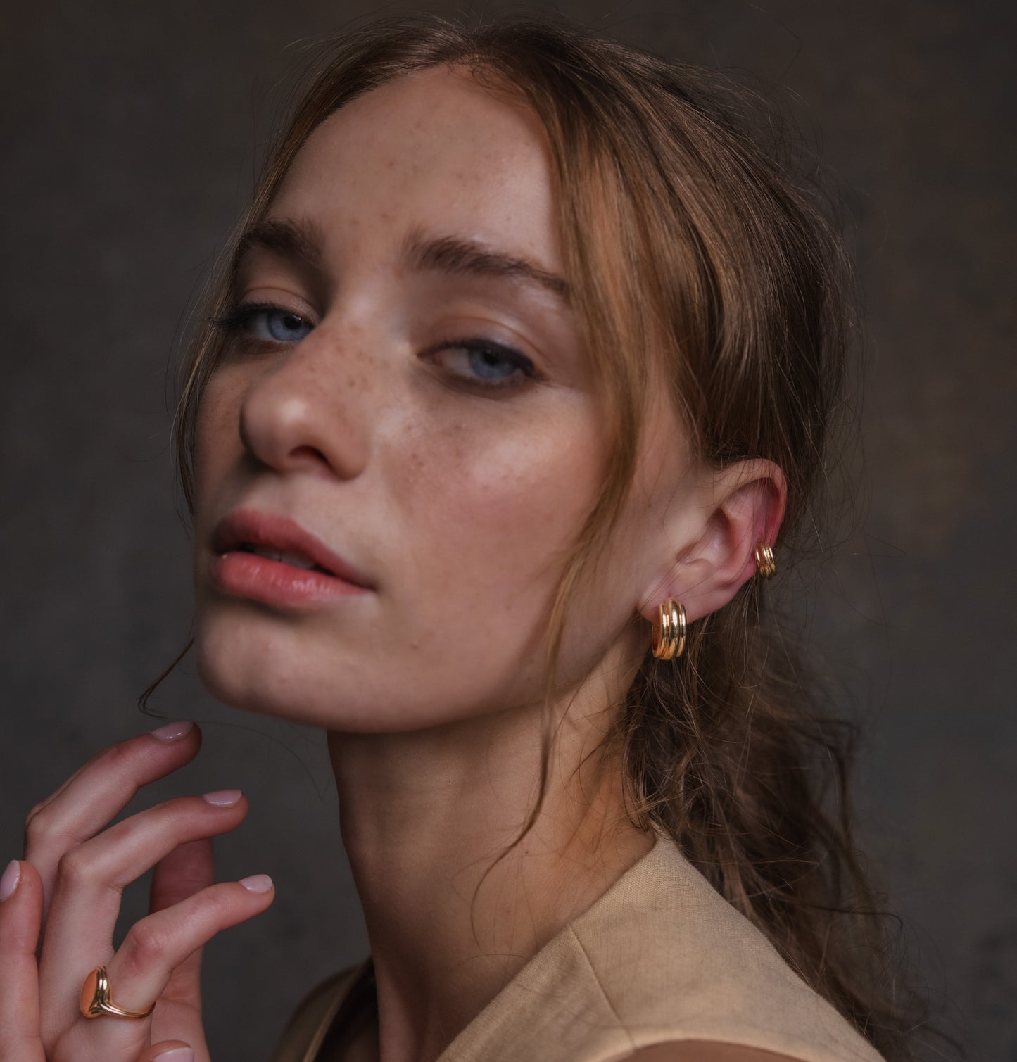 Parallel Gold Huggie Hoops