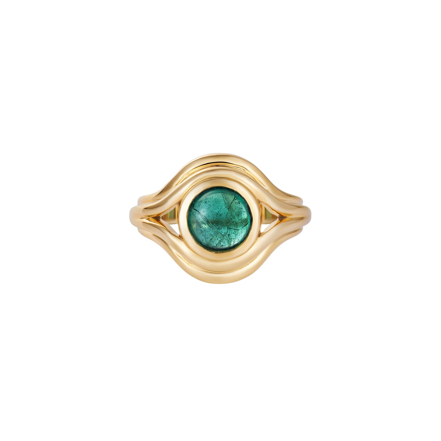 Parallel Emerald Cabochon Pinky Ring