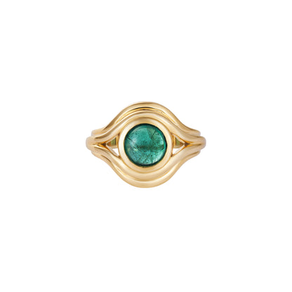 Parallel Emerald Cabochon Pinky Ring